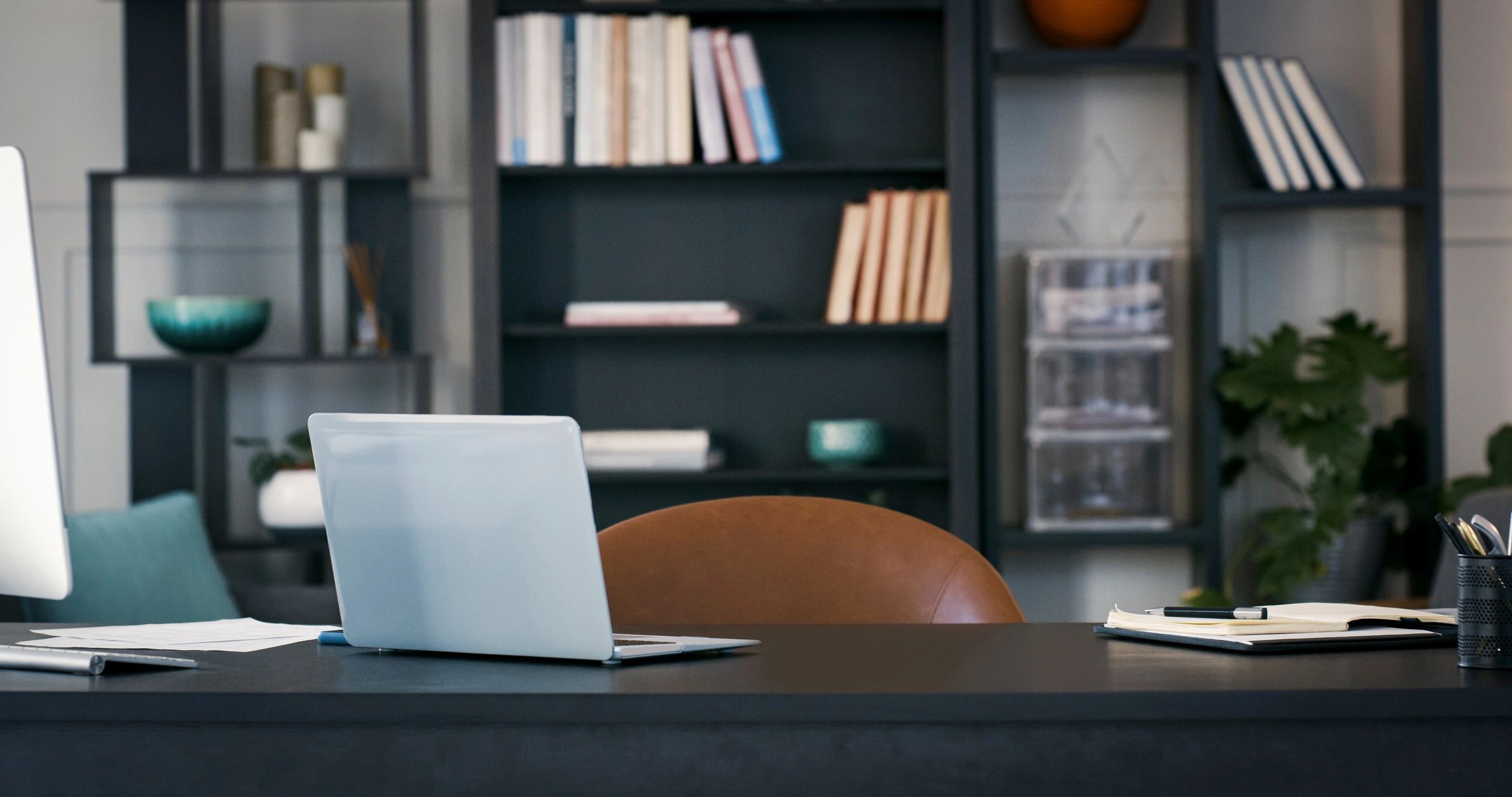 Modern home office technology setup